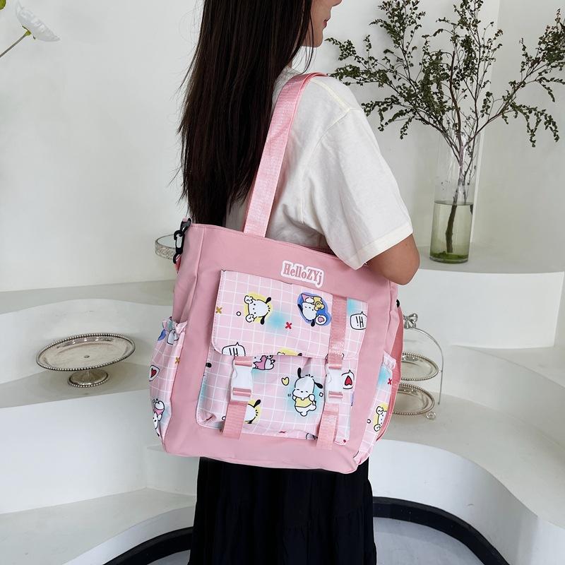 

Tuition bag 2025 new fashionable sweet shoulder bag printed handbag messenger bag large capacity women s bag one size fits all рожевий