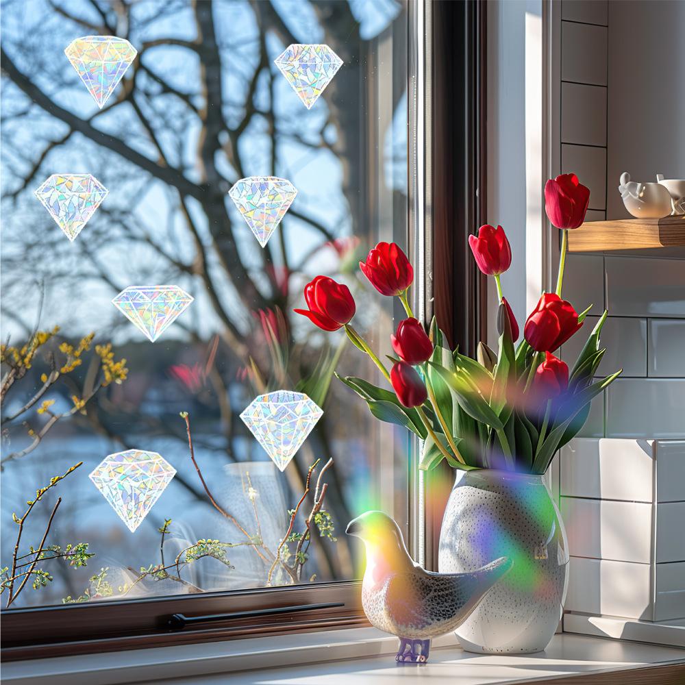 Colorful and Shiny Diamond Home Beautification and Decoration Glass Doors and Windows Static Window Stickers