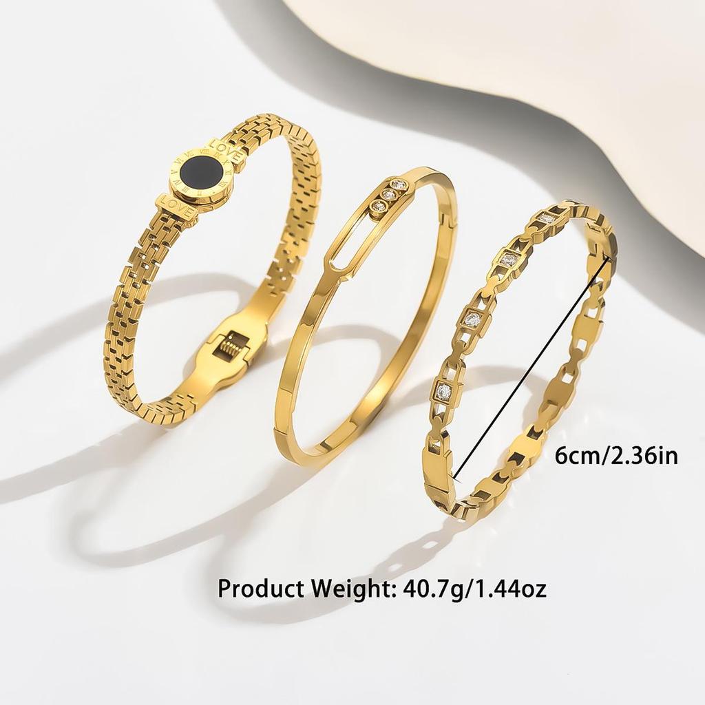 Roestvrij Staal Goud Golf Diamant Liefdesbrief Geometrisch Armband - High-End Mode Sieraden.