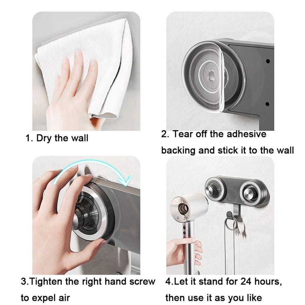 Space Saving Suction Cup Hair Dryer Storage Rack High-Speed Blow Dryer Holder  Bathroom