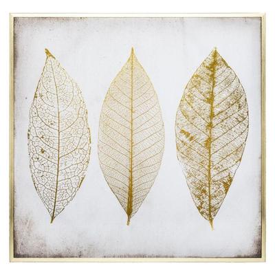 Toile imprimée cadre Feuilles Dorées 58 x 58 cm Atmosphera