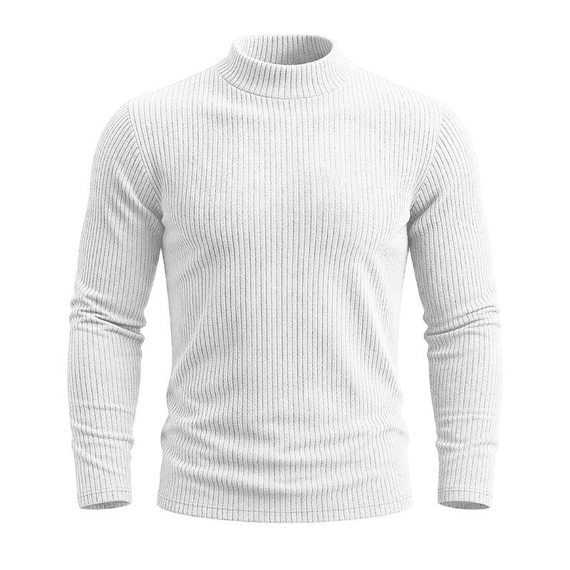 Men's Thermal Mock Neck Knit Sweater Casual Ribbed Pullover Tops for Fall Winter Daily Wear Streetwear Slim Fit Knitwear