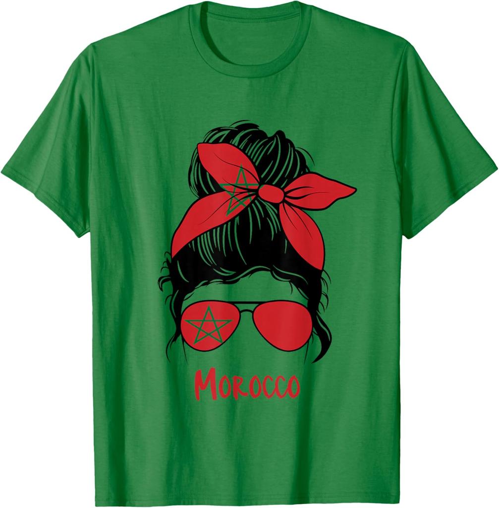 Morocco Messy Bun Women Graphic TShirt Breathable Casual Cotton Tee