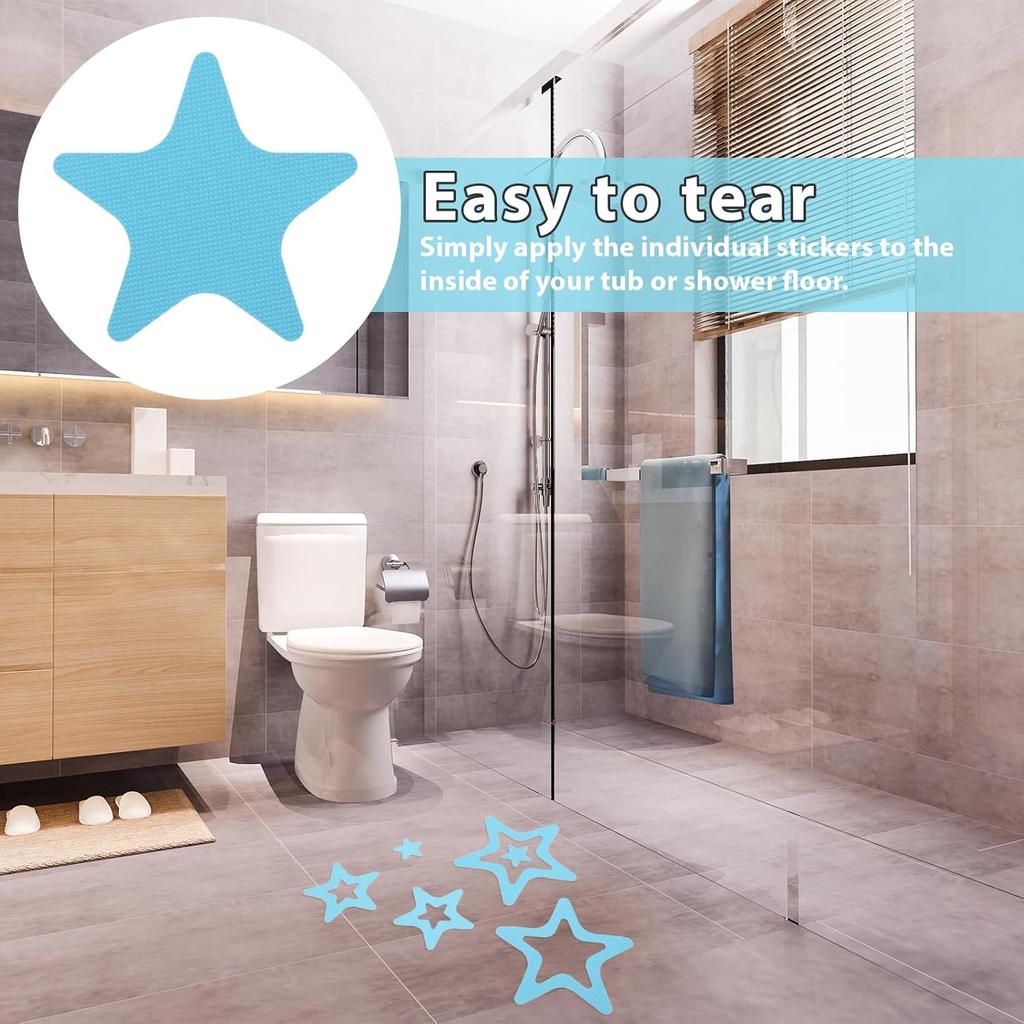 18PCS Anti Slip Shower Stickers, Bathtub Shower Floor Non Slip Stickers with Scraper, Star Glow In The Dark Stickers for Bath Tub Shower Stairs