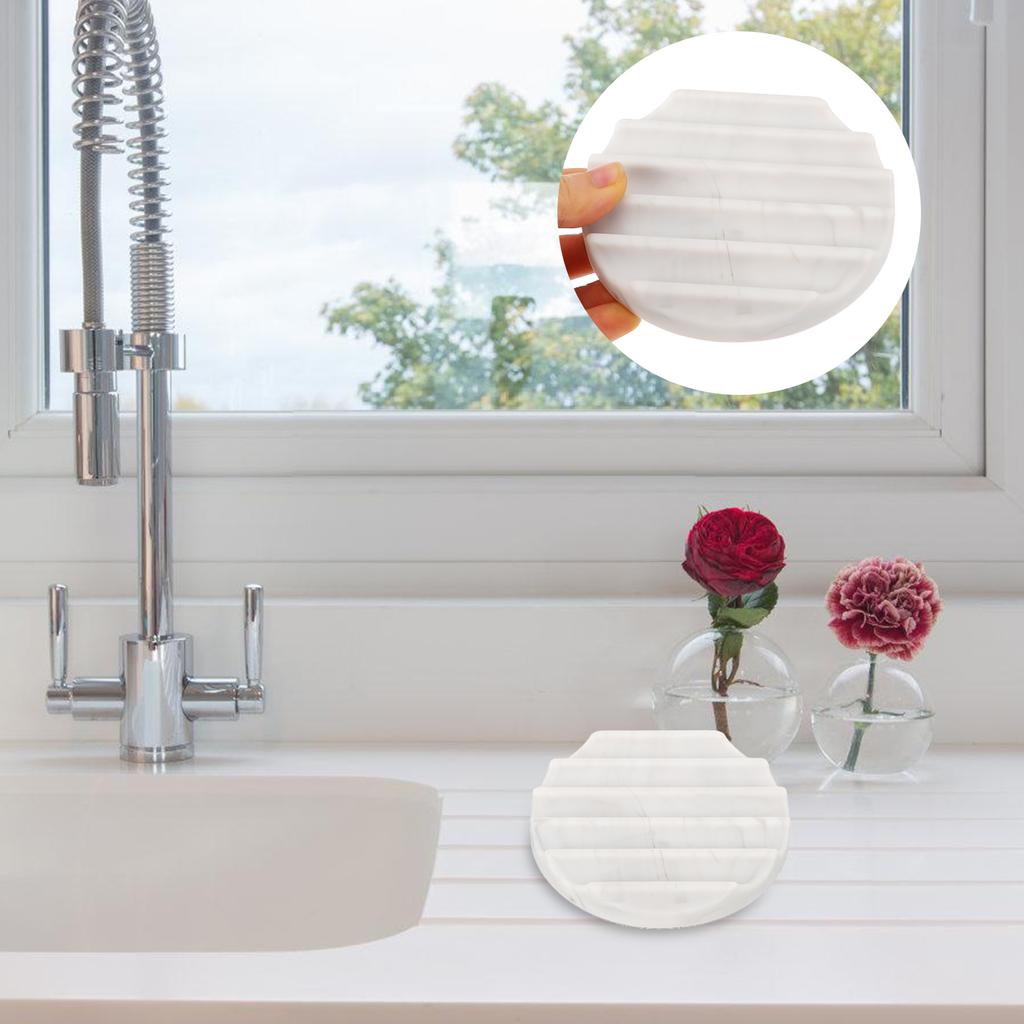 Marble Soap Dish Accessories for Bathroom Silicone Holder Tray Kitchen Asseriories Storage Round Silica Gel Bar Draining