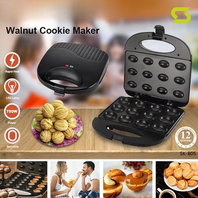 Mini Elektrischer Walnusskuchen-Maker Automatische Nuss-Waffel-Brotmaschine 750W Sandwich-Eisen Toaster Backen Frühstückspfanne Ofen
