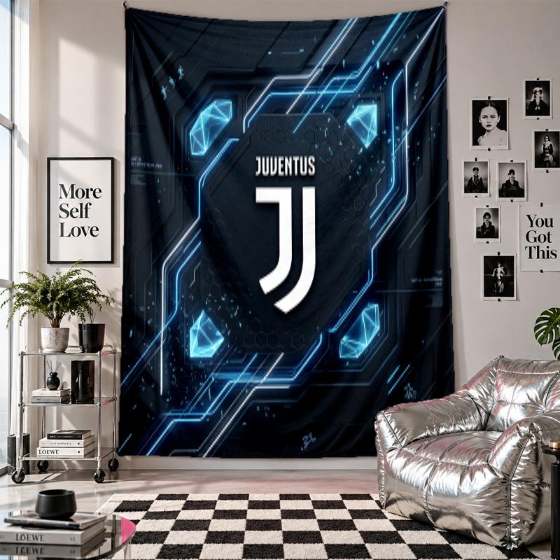 Arazzo da Parete FC Juventus Decorazione per la Casa Tessuto da Appendere a Parete per Camera da Letto Soggiorno Sfondo
