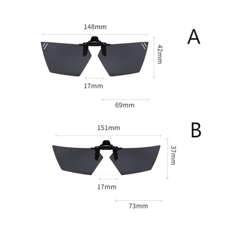 Non-polarized Rimless Clip on For Men Women Polygon Flip Up Sunglasses Night Vision Driver Fishing Eyeglasses