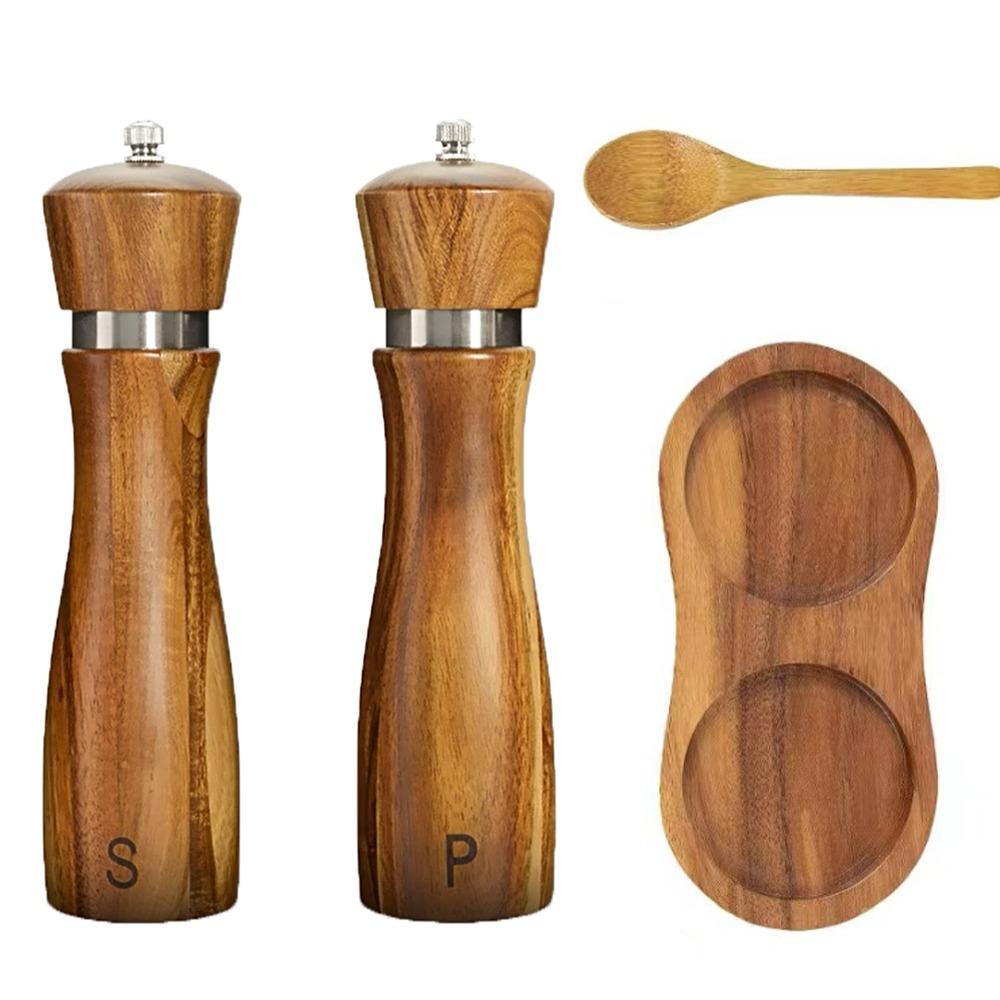 2pcs Manual Salt and Pepper Mill Ceramic Core Pepper Bottle Seasoning Tool Pepper Grinder  Cooking