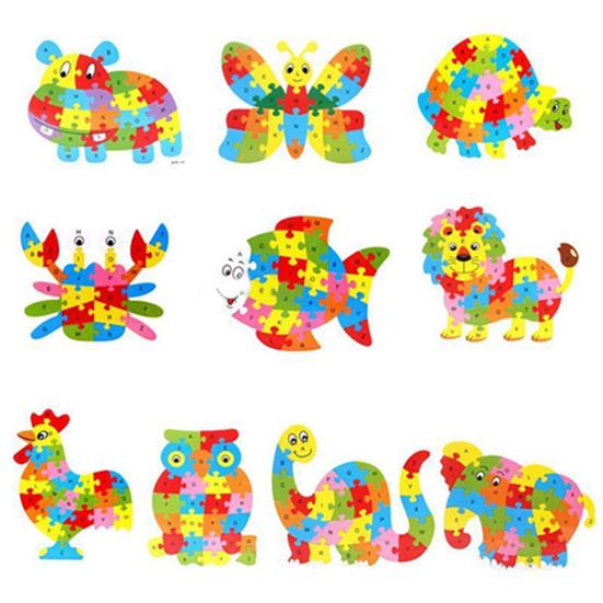 Fashion Wooden Animal Alphabet Lettter Puzzle Kids Educational Developmental Toy