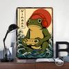 Frog Gamer Japanese Style Gaming Printed Poster Customized Wall Art Retro Vintage Metal Tin Signs for Aesthetic Room Decor Men