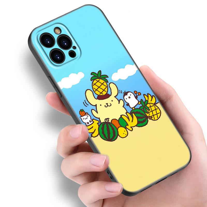Силиконовый чехол Kitty Pompompurin Black для Apple iPhone 12 13 Mini 11 14 15 Pro Max 7 8 Plus X XR XS SE 2020 2022 iPhone 15 Pro Max