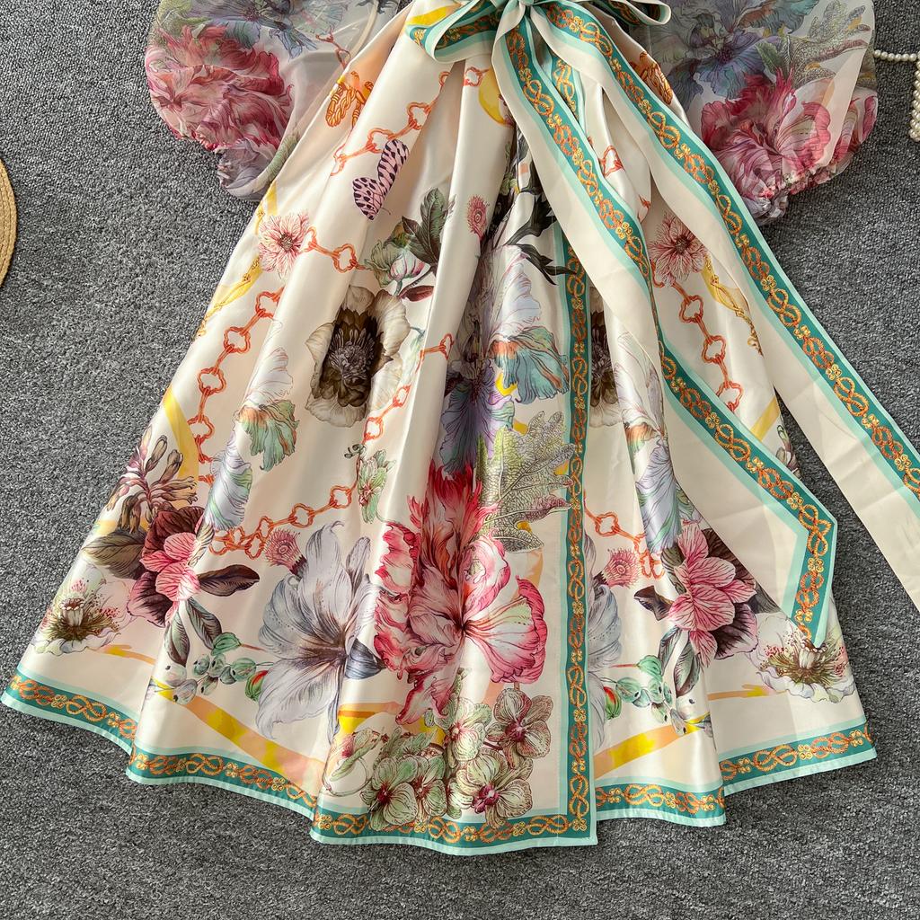 Rochie de seară elegantă vintage cu imprimeu de plasă pentru femei, rochie lungă de petrecere, casual și chic, pentru festival, Franța, nou