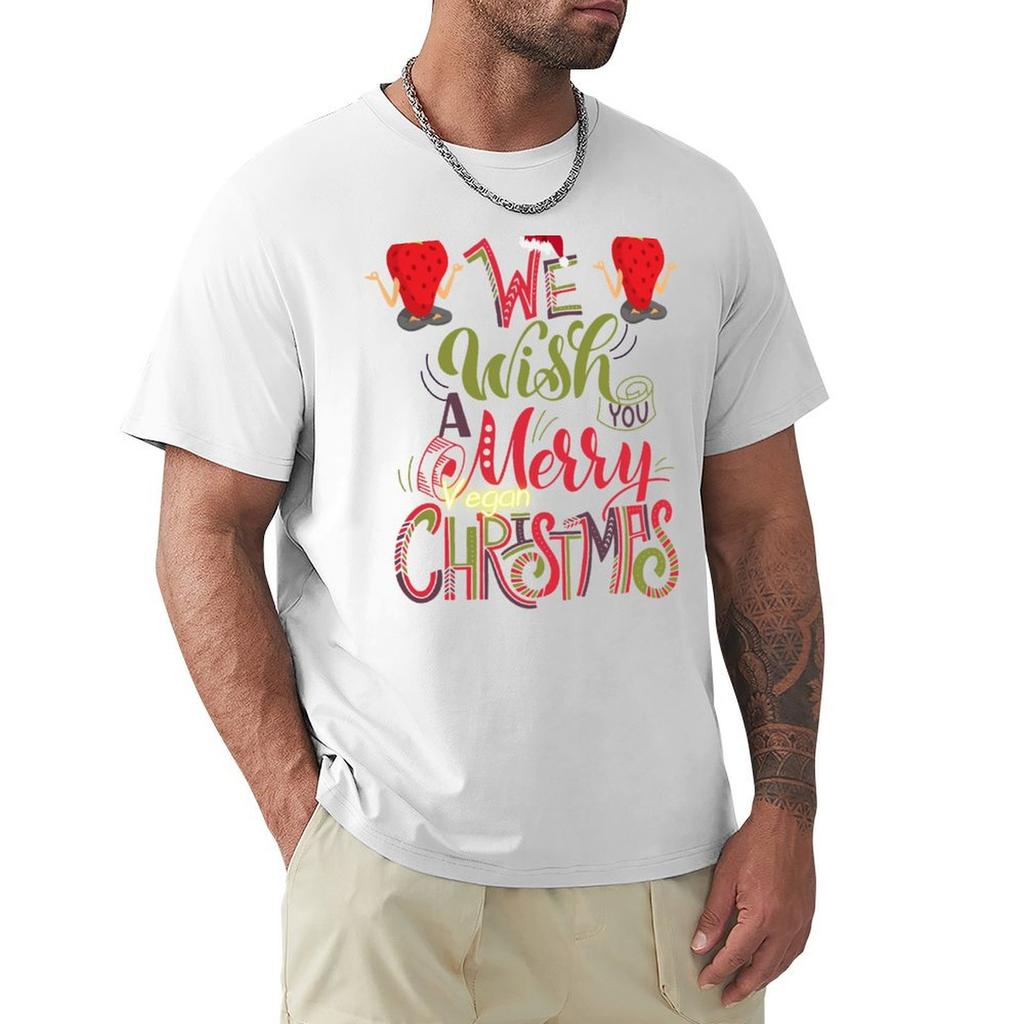 Merry Vegan Christmas Tshirt Casual Loose Fit Short Sleeve Tshirt