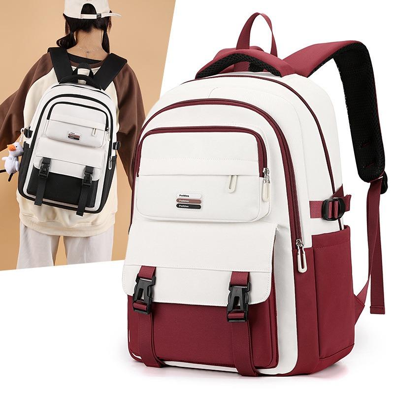 School bag Female primary school students grade 3 to 6 large-capacity backpack Strong and durable Middle school student contrasting color backpack