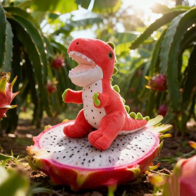 Pitaya T-Rex Plush Toy Cute Pink Dragon Fruit Dinosaur Hybrid Creative Stuffed Animal Kawaii Foodosaur Series for Kids&Collector
