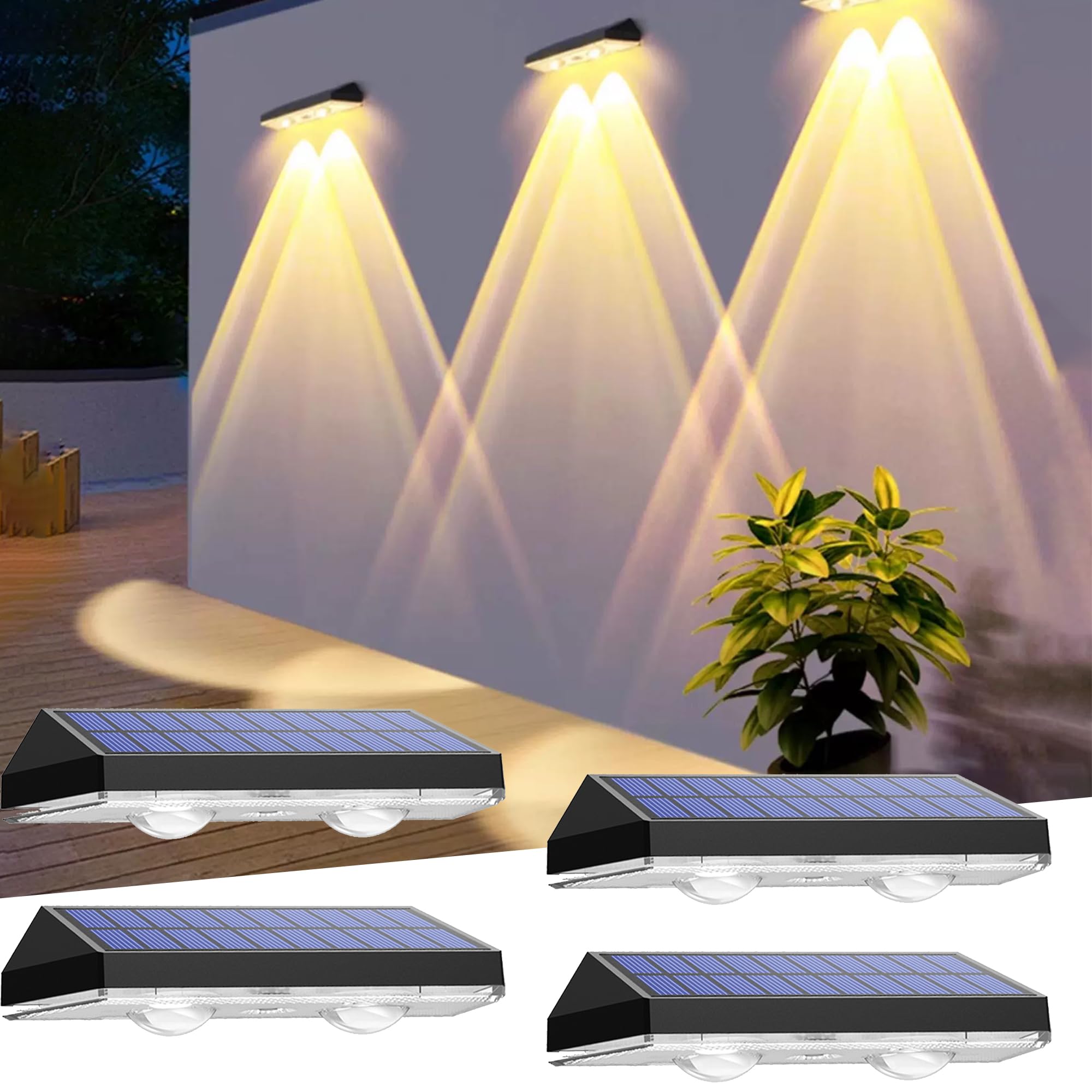 

Solar Garden Lights, Outdoor Garden Lights, 4-Piece Waterproof, 3 Color Modes, Easy Installation, Automatic Turn-On, Solar Lights for Stairs,