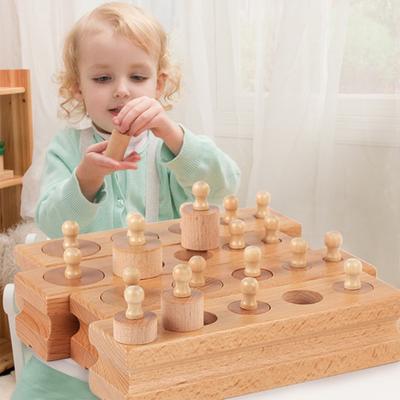 4 Pcs/Lot Montessori Educational Toys for Children Wooden Cylinder Socket Blocks Set Materials Toy