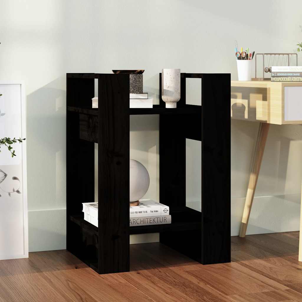 Bookshelf Room Divider Black 41 x 35 x 57 cm Solid Pine Wood