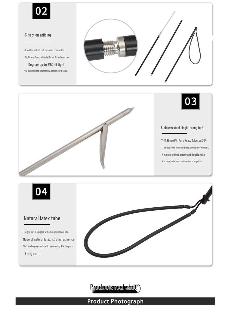 3-Section Aluminum Rod Spear: Portable Diving, Fishing & Hunting Gear with Single Barb for Underwater Use