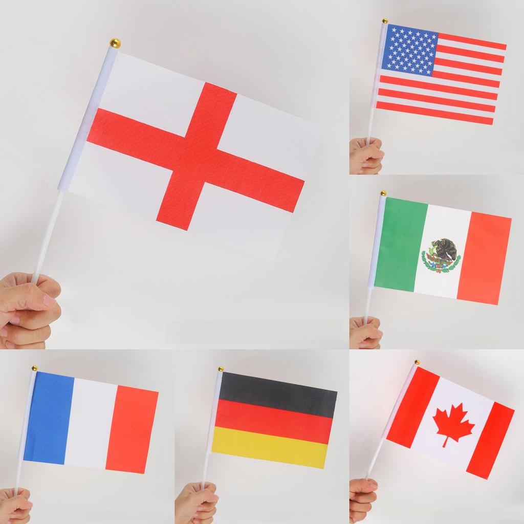 Global Football Cup Polyester Handheld Flags For Sports Fans And Festivals