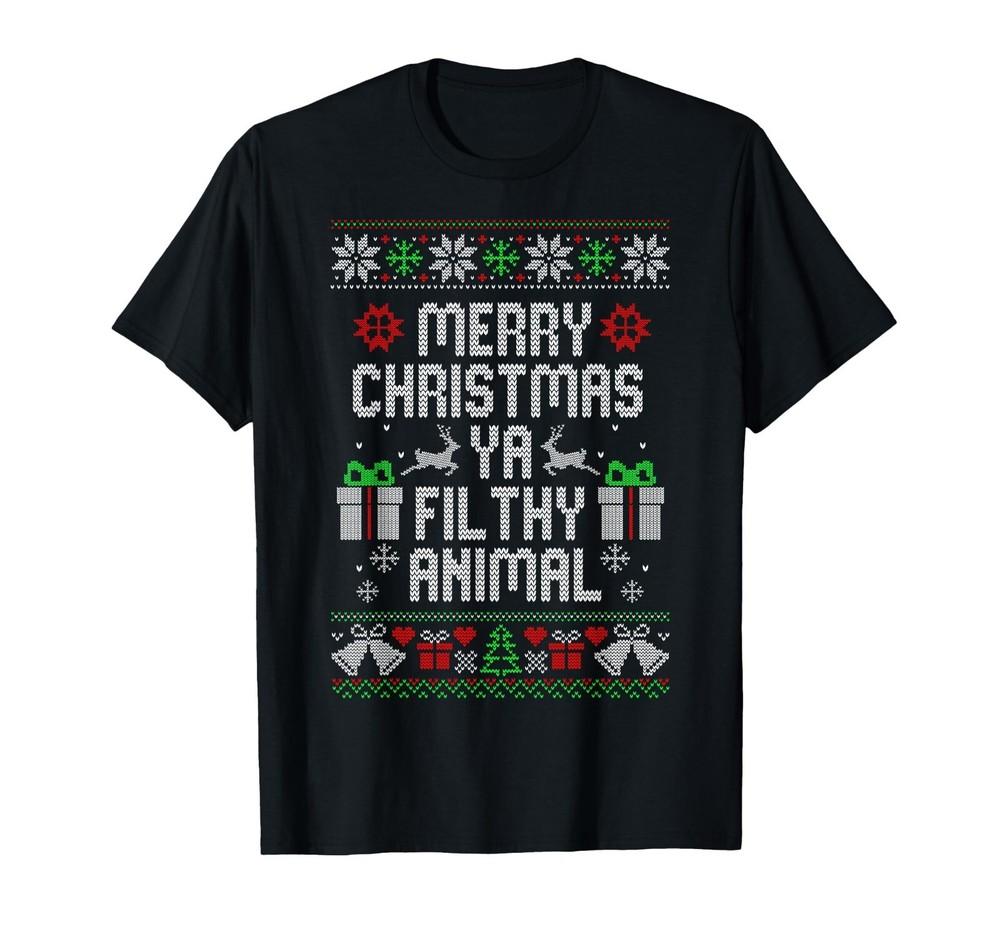 

Merry Christmas Animal Filthy Ya Xmas Pajama Unisex black T-Shirt XL