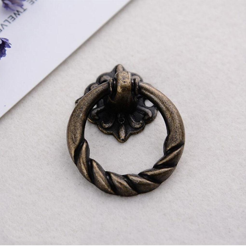 2pcs Zinc Alloy Drawer Handle Antique Twine Carved Cabinet Wardrobe Single Hole Mobile Door Handle Furniture Hardware Supplies