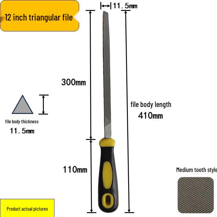 Steel Grinder File - Flat & Triangular Medium-Tooth Wear-Resistant Metal File