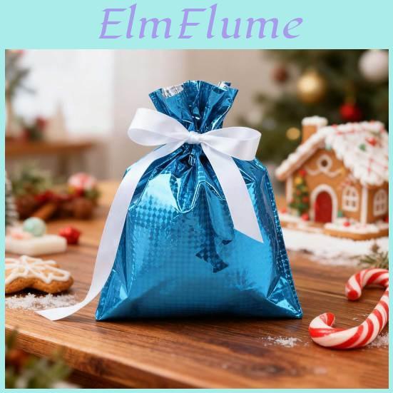 Pcs Christmas 10 Drawstring Gift Bags Holiday Foil Gift Bags Reusable Xmas Gift Wrapping Bags For Gifts Presents Xmas Party Favors