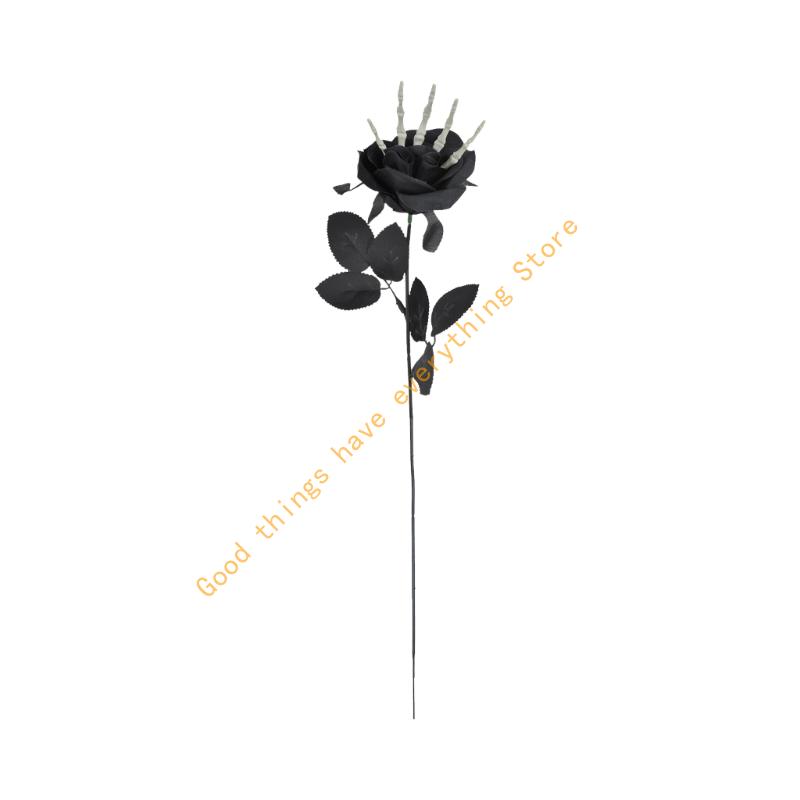 Adjustable Skeleton Hand Rose Stem Halloween Decoration Silk Floral Display For Home Office Haunting House Themes 55KF