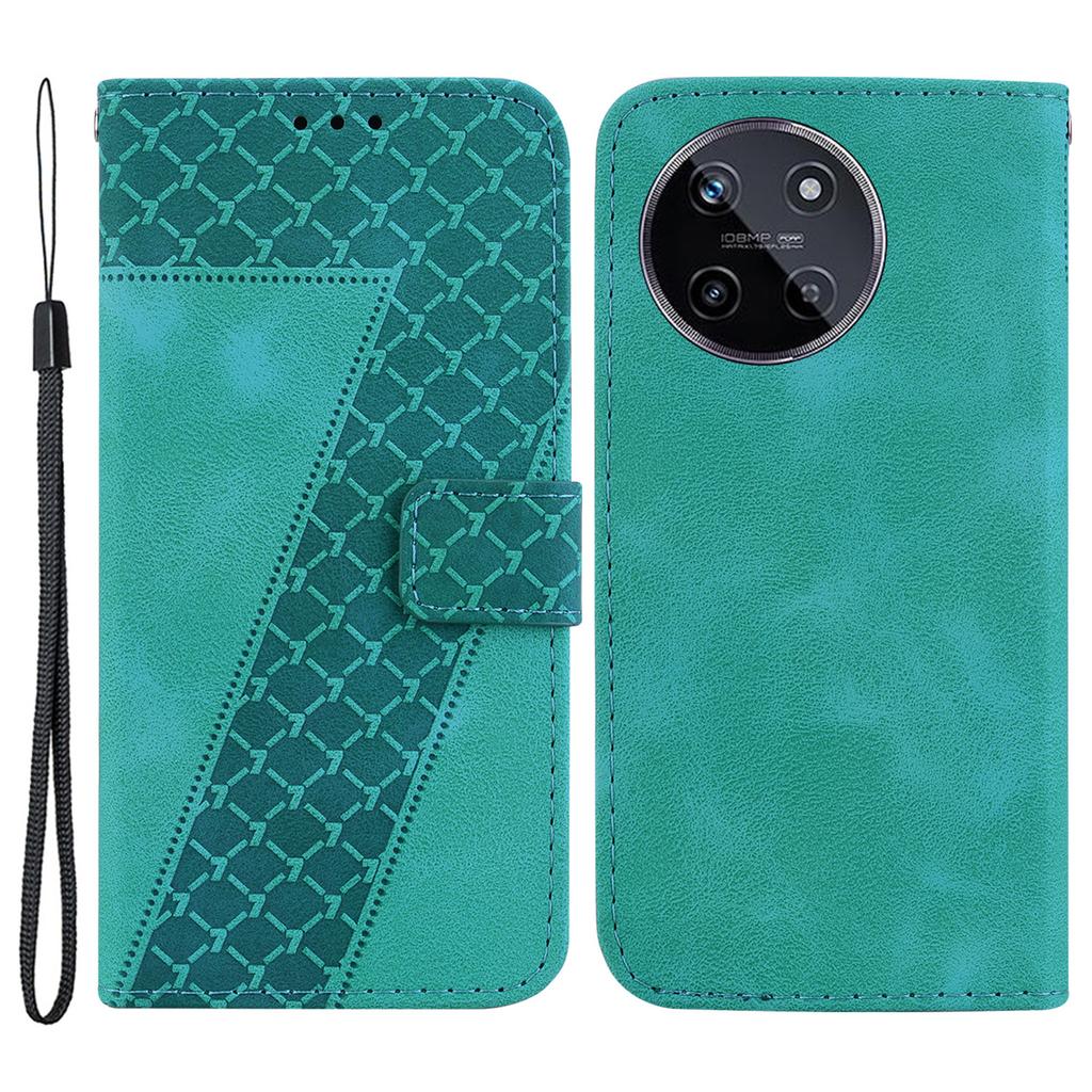 For Realme 11 4G (159.9x73.3x7.95mm) Leather Case Wallet Cover 7-Shape Pattern