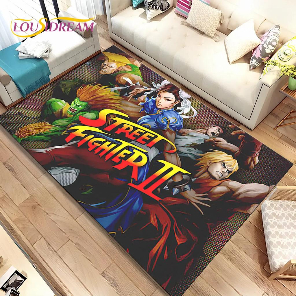 Street Fighter Retro Game Gamer Area Rug,Carpet Rug for Living Room Bedroom Sofa Doormat Decoration, Kid Play Non-slip Floor Mat