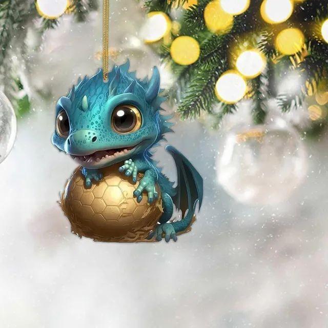 Adorable Acrylic Cartoon Dinosaur Car Hanging Ornament For Home Holiday Decor