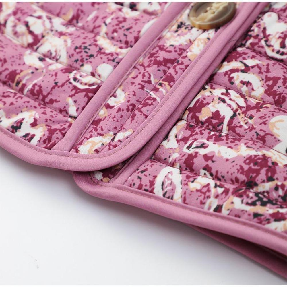 VAYLA Schicke Damen Baumwolljacken mit floralem Druck Elegant Einreihig Stehkragen Lässige Mäntel Herbst Winter Damen Stepp-Oberbekleidung