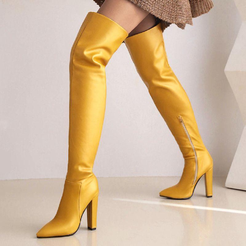 Fashion Over the Knee High Boots Women Shoes 2024 Winter Point Thigh High Boot Sexy Blue Green Party Dance Shoe Lady Big Size 48