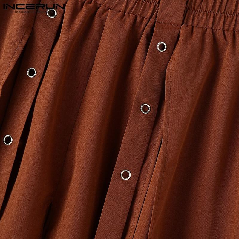 INCERUN Herren Elastischer Bund Lange Quaste Plissiert Lässig Schlitze Swing Kilt Röcke