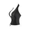 Women S Black Leather Boned Bustier Corset Top With Push Up Tummy Control Shaping