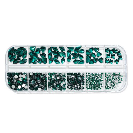 12Grids/Box Nail Art Rhinestone Flat Back Non-Drop Lightweight Mixed Colorful AB Nail Art Glitter Decorations for Manicure