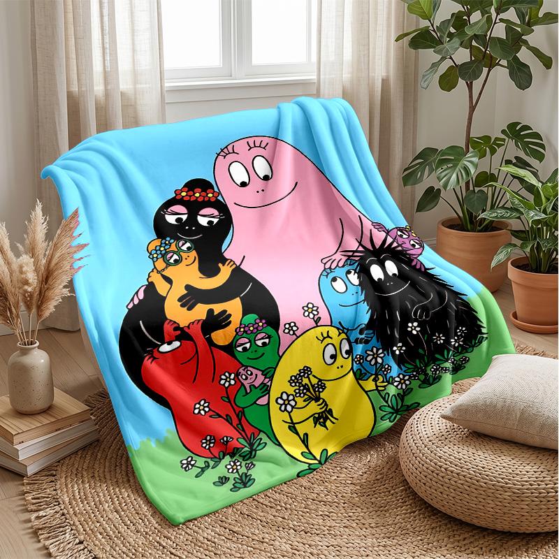 Barbapapa cartoonPrinted Flannel Blanket Cozy Skin-Friendly Warm Throw for Couch Bed Indoor Daily Use