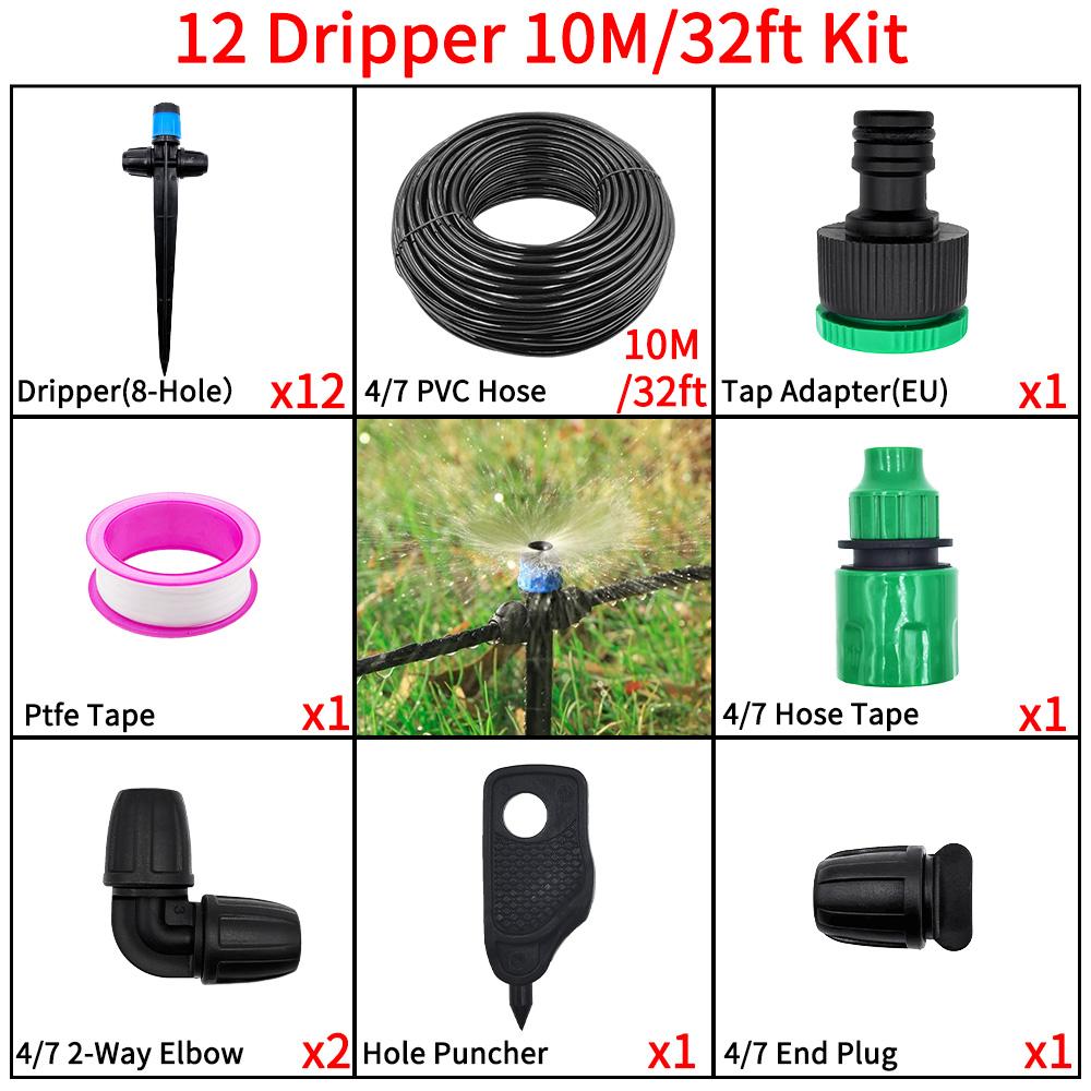 1/4" Adjustable Flow Sprayer Drip Irrigation Kit with Lock Barbed for Automatic Watering,Ideal for Garden,Farm,Bonsai,Flowers