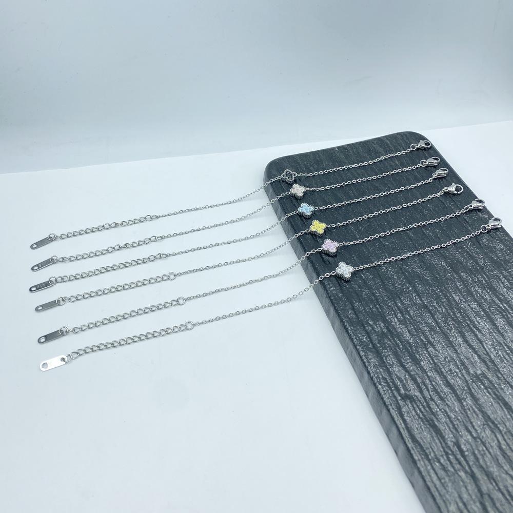 Bransoletka ze stali tytanowej 9 mm, czterolistna koniczyna, wzór gwiazdy, szczęśliwa czterolistna koniczyna