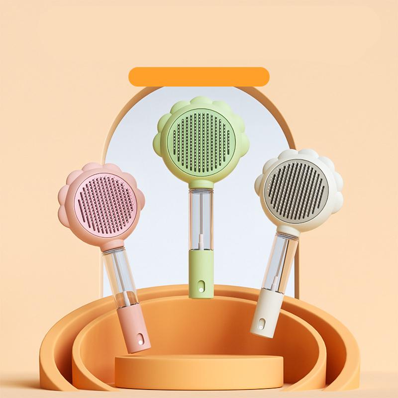 Cat Dog Pet Spray Massage Brush 3 In 1 One Button Steam Spray Folding Rotatable Floating Hair Bath Hair Removal Brush Comb