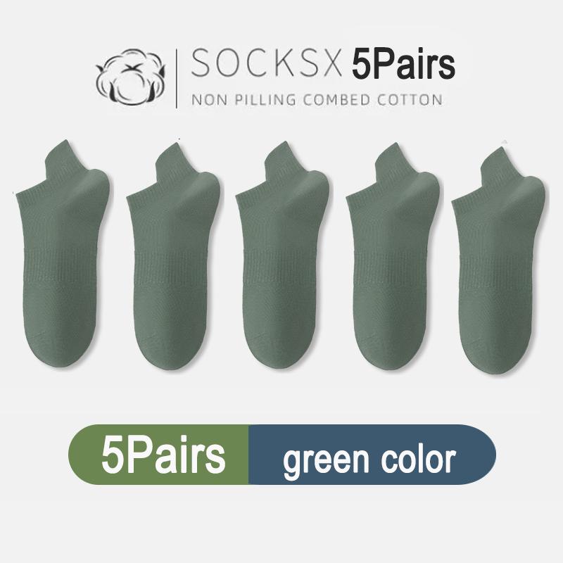 5Pairs High Quality Men Combed Cotton Socks Short Breathable Odor proof and antibacterial for Male sock New size EU38-45