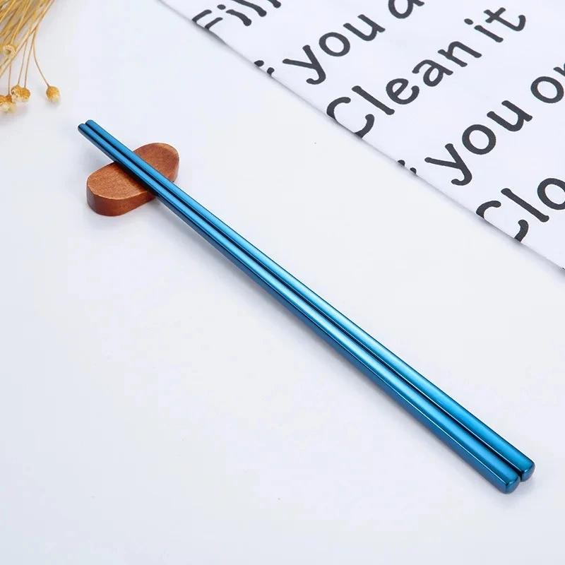 1 Paar Edelstahl Essstäbchen Wiederverwendbar Tragbar Essstäbchen Koreanische Metall Essstäbchen Küchenzubehör Spülmaschinenfest