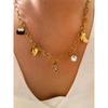 Rhinestones Embellished Love Sachet Charm Necklace Stainless Steel Clavicle Chain Fashion Jewelry Accessory
