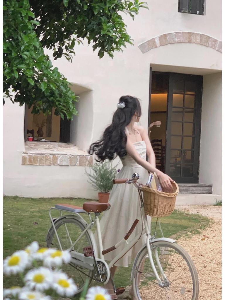 2024 Summer Elegant Halterneck Embroidered Dress for Women - Slimming, Stylish, Long Minority Design