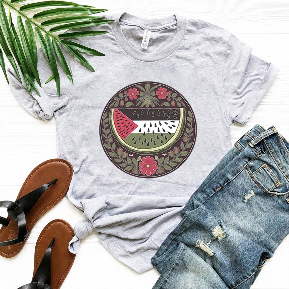 Watermelon Symbol Freedom T Shirt Human Rights T-shirt Peace and Love Tshirt Watermelon Flag Tees Unisex Short Sleeves Tops