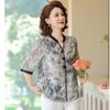 YUZHAOLIN Damen Neues Chinesisches Stil Chiffon 3/4 Ärmel Oberteil