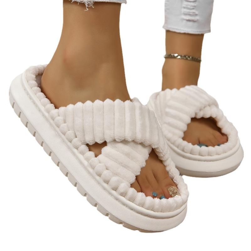 Winter new women's thick-soled cotton slippers simple casual and comfortable home support solid color