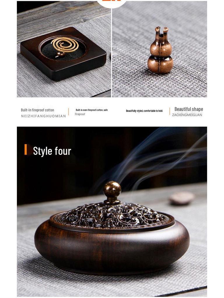 Ebony Large Wooden Sandalwood Incense Burner | Indoor Auspicious Clouds Agarwood Holder | Creative Tea Ceremony Ornament